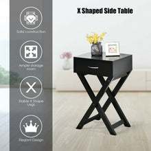 Load image into Gallery viewer, Modern Nightstand X-Shape Drawer Accent Side End Table-Black