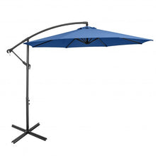 Load image into Gallery viewer, 10FT Offset Umbrella with 8 Ribs Cantilever and Cross Base Tilt Adjustment-Blue