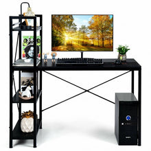 Load image into Gallery viewer, 47.5" Writing Study Computer Desk with 4-Tier Shelves-Black