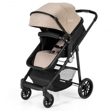 Load image into Gallery viewer, 2-in-1 Foldable Pushchair Newborn Infant Baby Stroller-Coffee