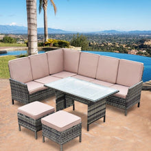 Load image into Gallery viewer, 5 pcs Patio Wicker Rattan Furniture Set w/Brown Cushion