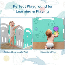 Load image into Gallery viewer, 20-Panel Playpen with Music Box & Basketball Hoop-Light Green