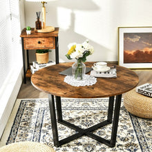 Load image into Gallery viewer, Round Industrial Style Cocktail Side Coffee Table With Metal Frame-Brown