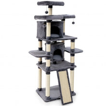 Load image into Gallery viewer, 67" Multi-Level Cat Tree with Cozy Perches Kittens Play House-Light Gray