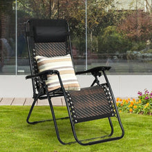 Load image into Gallery viewer, Folding Patio Rattan Zero Gravity Lounge Chair Recliner-Brown