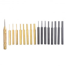 Load image into Gallery viewer, 18 Pcs Brass & Steel Punch Set Solid w/ Automatic Pin Center Pouch