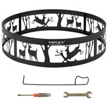 Load image into Gallery viewer, 36" Metal Fire Pit Ring Deer with Extra Poker Bonfire Liner for Campfire