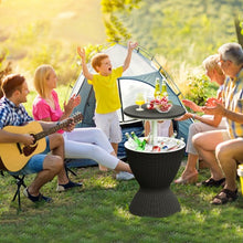 Load image into Gallery viewer, 3 in 1 8 Gallon Patio Rattan Cooler Bar Table with Adjust Ice Bucket-Black