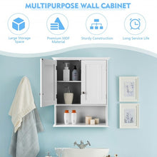 Load image into Gallery viewer, Wall Mount Bathroom Cabinet Storage Organizer with Doors and Shelves-White