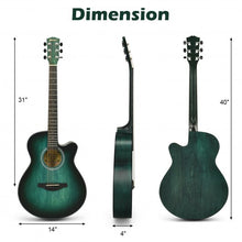 Load image into Gallery viewer, 40" Full Size Cutaway Acoustic Guitar Starter Guitarra Bundle Kit -Green