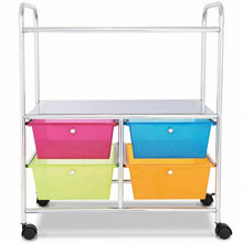 Load image into Gallery viewer, 4 Drawers Shelves Rolling Storage Cart Rack-Multicolor