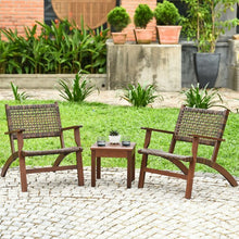 Load image into Gallery viewer, 3PCS Outdoor Wooden Patio Rattan Furniture Set