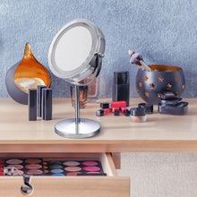 Load image into Gallery viewer, 7" Double-Sided Makeup Mirror 18 LED Lights 7x Magnification Vanity Beauty