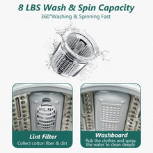 Load image into Gallery viewer, 8lbs Portable Fully Automatic Washing Machine with Drain Pump-Green