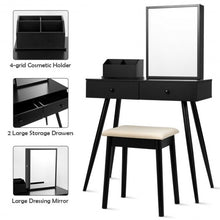 Load image into Gallery viewer, Vanity Dressing Table Set Lockable Jewelry Cabinet with Mirror-Black