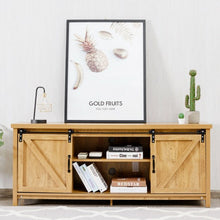 Load image into Gallery viewer, TV Stand with Cabinet Sliding Barn Door -Golden