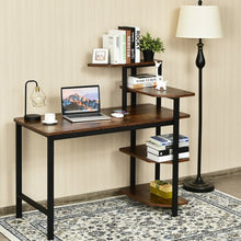 Load image into Gallery viewer, Computer Desk Writing Study Table with Storage Shelves Home Office Rustic Brown