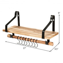 Load image into Gallery viewer, Wooden Wall-Mounted Floating Storage Shelf with Removable Towel Bar
