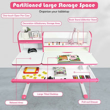 Load image into Gallery viewer, Adjustable Height Study Desk with Drawer and Tilted Desktop for School and Home-Pink