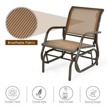 Load image into Gallery viewer, Outdoor Single Swing Glider Rocking Chair with Armrest-Brown