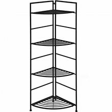 Load image into Gallery viewer, 4 Tier Folding Metal Shelf Plant Stand Storage Open Shelf Corner Display Rack
