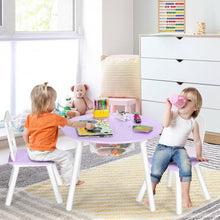 Load image into Gallery viewer, Wood Activity Kids Table and Chair Set with Center Mesh Storage for Snack Time and Homework-Purple