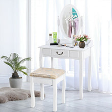 Load image into Gallery viewer, White Vanity Makeup Dressing Table with Rotating Mirror