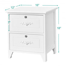Load image into Gallery viewer, Solid Wood Elegant Storage Nightstand w/ 2 Locking Drawers-White