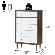 Load image into Gallery viewer, 5 Drawer Dresser Wood Chest of Storage Cabinet Organizer