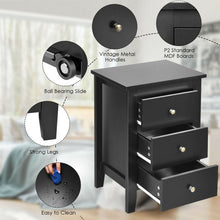 Load image into Gallery viewer, 2 pcs Nightstand End Beside Table Drawers-Black
