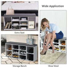 Load image into Gallery viewer, 10-Cube Organizer Entryway Padded Shoe Storage Bench-White