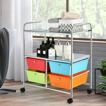 Load image into Gallery viewer, 4 Drawers Shelves Rolling Storage Cart Rack-Multicolor