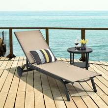 Load image into Gallery viewer, Aluminum Fabric Outdoor Patio Lounge Chair with Adjustable Reclining -Brown