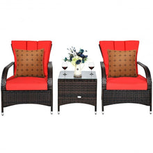 Load image into Gallery viewer, 3PCS Rattan Coffee Table Set Chair-Red