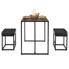 Load image into Gallery viewer, 3 Pcs Dining Set Metal Frame Kitchen Table and 2 Stools-Brown