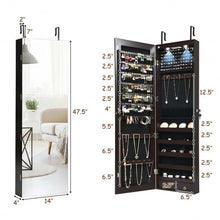 Load image into Gallery viewer, Wall and Door Mounted Mirrored Jewelry Cabinet with Lights-Brown