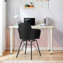 Load image into Gallery viewer, Set of 2 Metal Frame Modern Petal-Shape Plastic Dining Chair-Black