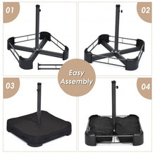 Load image into Gallery viewer, 15 Ft Solar LED Patio Double-sided Umbrella Market Umbrella with Weight Base-Beige