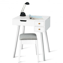 Load image into Gallery viewer, Vanity Table Set with Flip Top Mirror Makeup Dressing Table with Cushioned Stool