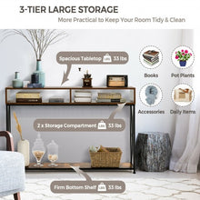 Load image into Gallery viewer, Console Table with Open Shelf and Storage Compartments Steel Frame-Brown