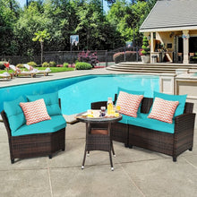 Load image into Gallery viewer, 4Pcs Outdoor Cushioned Rattan Furniture Set-Turquoise