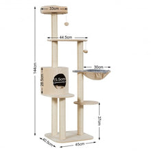 Load image into Gallery viewer, 56.5" Multi-Level Cat Tree Kitten Climbing Tower-Beige
