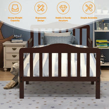 Load image into Gallery viewer, Classic Kids Wood Bed with Guardrails-Brown