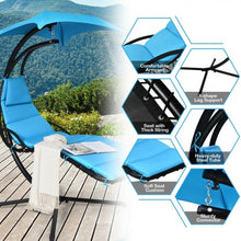 Load image into Gallery viewer, Hanging Stand Chaise Lounger Swing Chair w/ Pillow-Blue