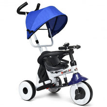 Load image into Gallery viewer, 4-in-1 Kids Baby Stroller Tricycle Detachable Learning Toy Bike-Blue