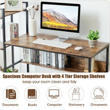 Load image into Gallery viewer, 59" Computer Desk Home Office Workstation 4-Tier Storage Shelves-Oak