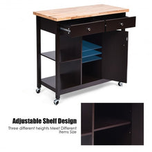 Load image into Gallery viewer, Rolling Kitchen Trolley Island Utility Cart Storage Shelf-Deep Brown