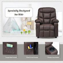 Load image into Gallery viewer, PU Leather Kids Recliner Chair with Cup Holders and Side Pockets-Brown