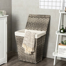 Load image into Gallery viewer, Foldable Handwoven Laundry Hamper with Removable Liner-Gray