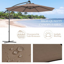 Load image into Gallery viewer, 10 Inch Patio Hanging Solar LED Umbrella Sun Shade with Cross Base-Tan